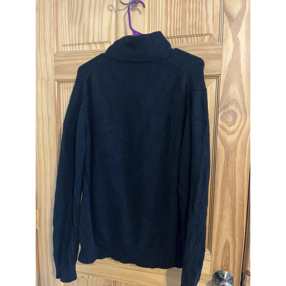 French Connection Wool Blend Sweater 1/4 Zip & Button Combo Black XL - Picture 4 of 5